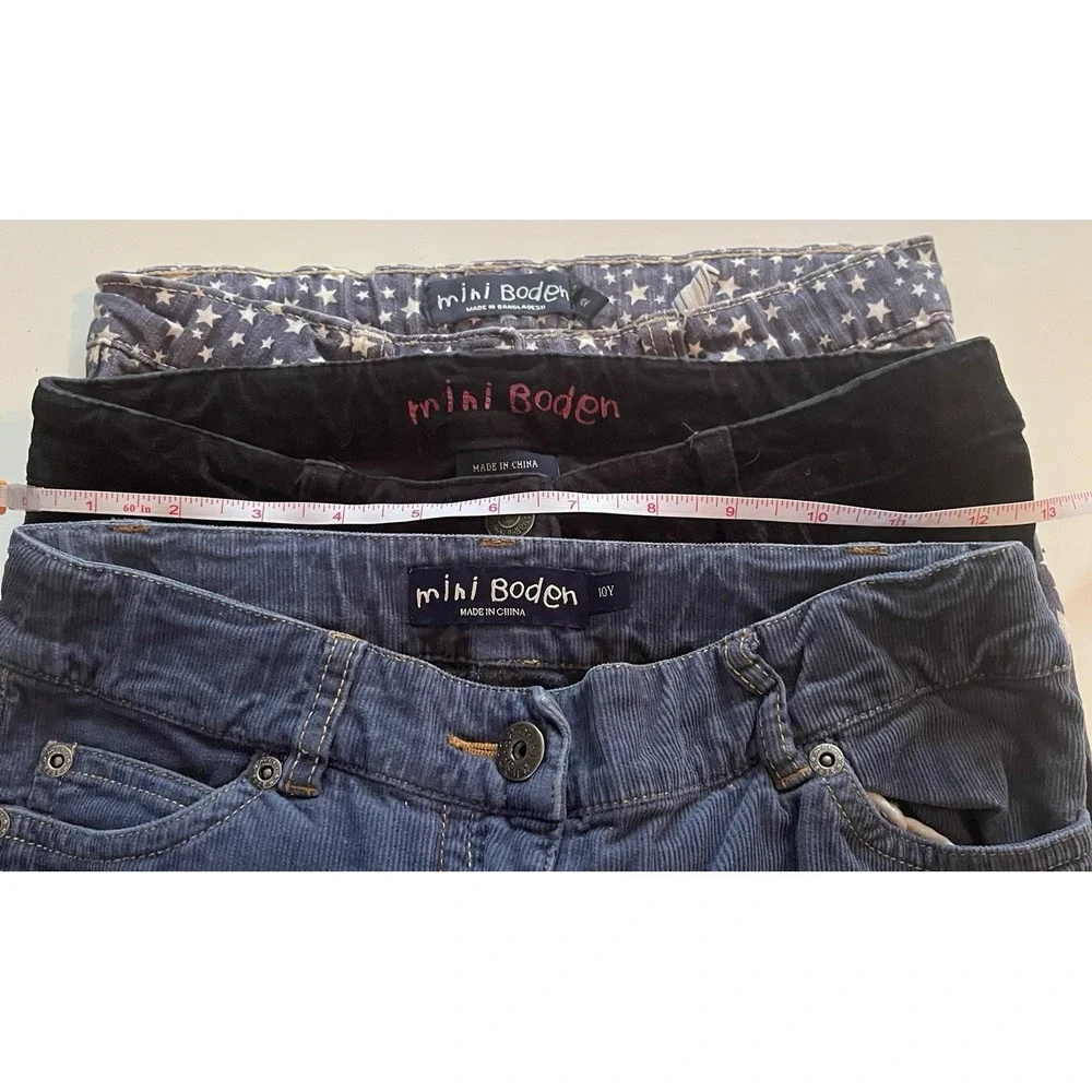 Mini Boden Size 10 Pants, Lot of 3, Blue Corduroy, Star, Black Velvet 98% Cotton